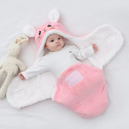 nid-d-ange-Lapin-polaire-laine-ouvert-avec-bébé-au-chaud