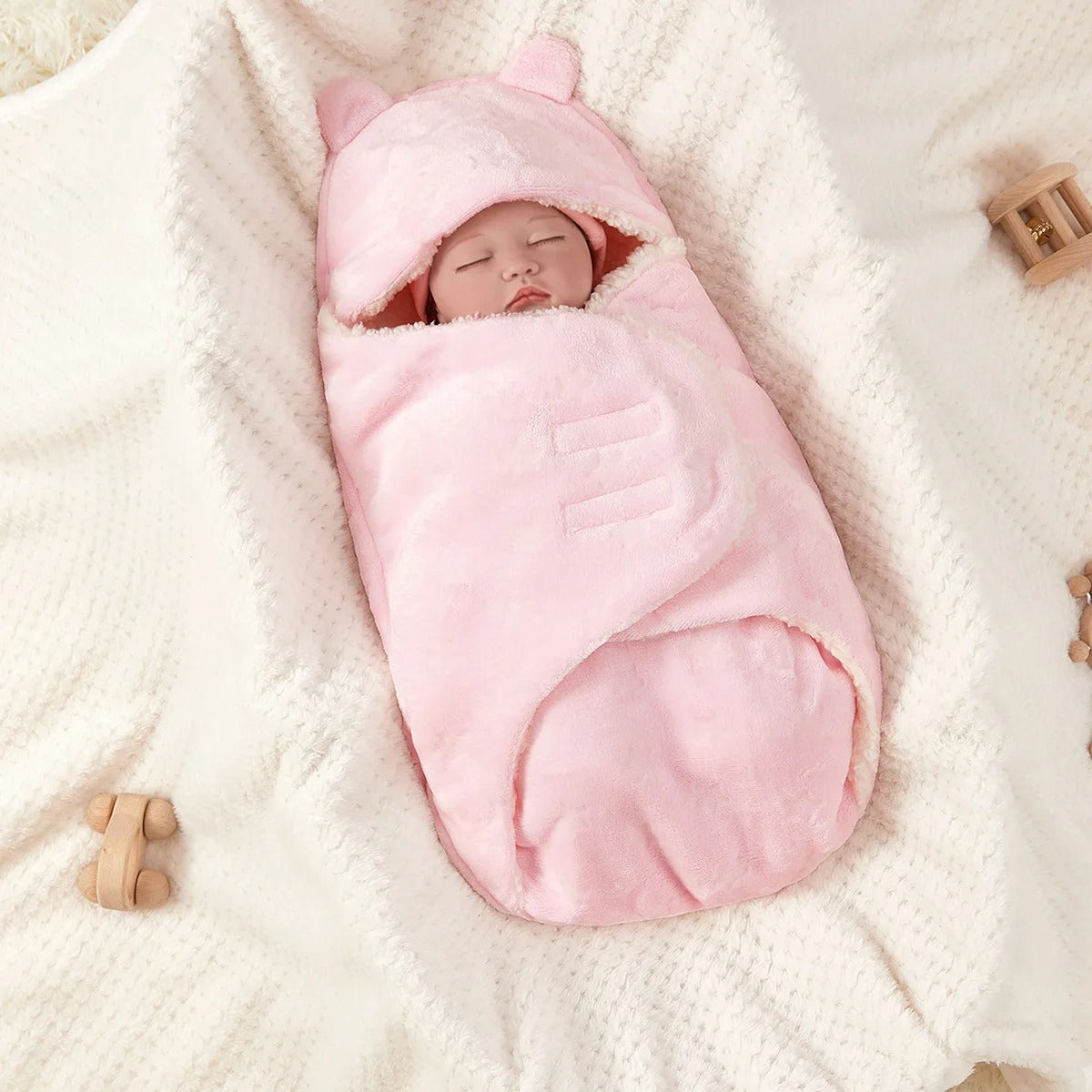 Nid-d-ange-ours-polaire-laine-doux-bébé-dort-au-chaud